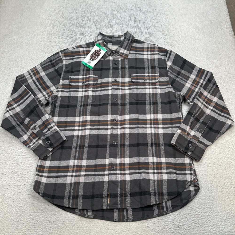 JACHS Men's Brawny Flannel Shirt Size XL Black, Grey and White brown